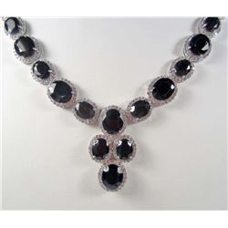 PLATINUM PLATE OVER STERLING SILVER SAPPHIRE NECKLACE