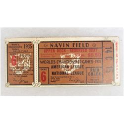 RARE 1935 WORLD'S CHAMPIONSHIP BASEBALL GAME TICKET