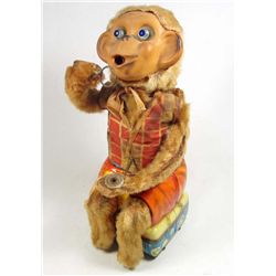 C. 1950'S JAPAN TIN LITHO BUBBLE BLOWING MONKEY TOY - BATTERY OPERATED - WORKS
