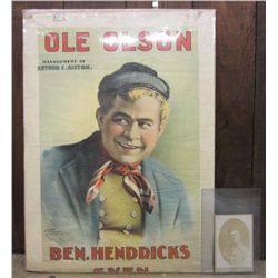 RARE VINTAGE POSTER AND PHOTO OF BEN HENDRICKS IN OLE OLSEN