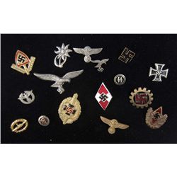 LOT OF 16 GERMAN NAZI STICK PINS - SOME ENAMELED