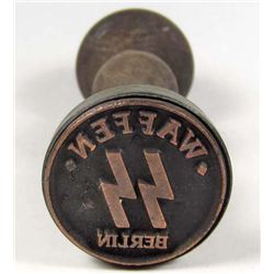 GERMAN NAZI WAX SEAL / RUBBER STAMPER W/ WOOD HANDLE