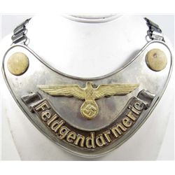 GERMAN NAZI FELDGENDARMERIE GORGET W/ CHAIN