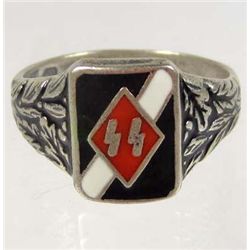 STERLING SILVER GERMAN NAZI SS ENAMELED RING