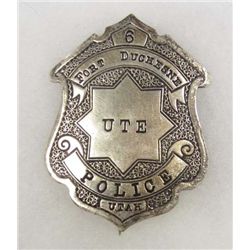 OLD WEST UTE FORT DUCHESNE #6 POLICE UTAH LAW BADGE
