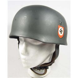 GERMAN NAZI HELMET W/ LEATHER LINER AND CHIN STRAP