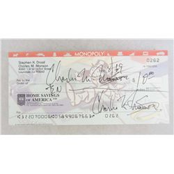 CHARLES MANSON SIGNED CHECK W/ COA