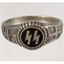 STERLING SILVER GERMAN NAZI ENAMELED RING