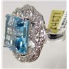 Image 2 : STERLING SILVER LADIES BLUE TOPAZ AND SAPPHIRE RING - SIZE 8