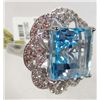 Image 3 : STERLING SILVER LADIES BLUE TOPAZ AND SAPPHIRE RING - SIZE 8