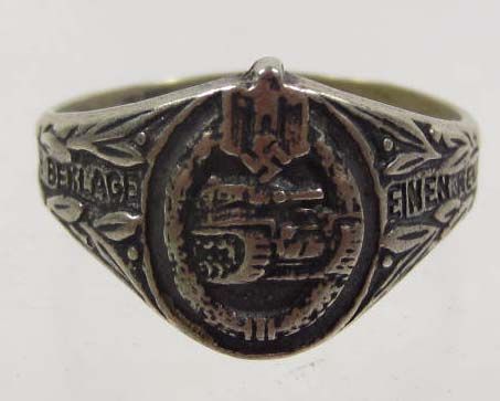 GERMAN NAZI ARMY TANK CORPS ARMOR OFFICERS RING