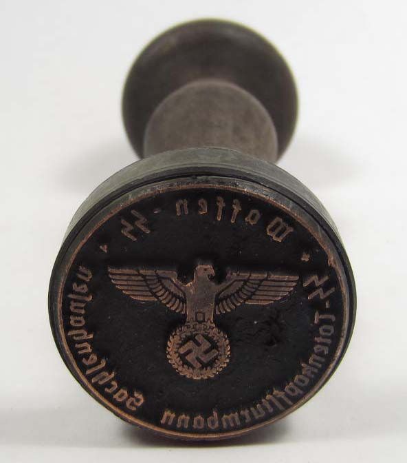 GERMAN NAZI WAX SEAL RUBBER STAMPER W WOOD HANDLE
