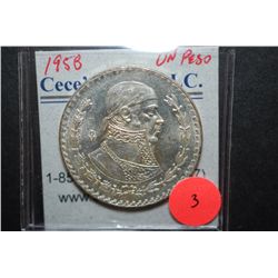 1958 Mexico Un Peso Foreign Coin; EST. $2-5