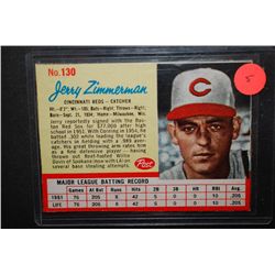 1962 MLB Jerry Zimmerman Cincinnati Reds Baseball Trading Card; EST. $5-10