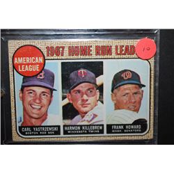 1967 MLB Home Run Leaders American League Baseball Trading Card In Display Case; Carl Yastrzemski Bo