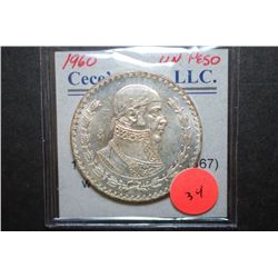 1960 Mexico Un Peso Foreign Coin; EST. $2-5