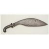 Image 1 : Old large curved and etched flamboyant blade  knife from India with metal silver decorated  grip in 