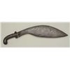 Image 2 : Old large curved and etched flamboyant blade  knife from India with metal silver decorated  grip in 