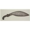 Image 3 : Old large curved and etched flamboyant blade  knife from India with metal silver decorated  grip in 