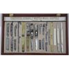 Image 1 : Wood and glass display case approx. 9-1/2” x  15” containing example blades, parts and  completed fo