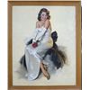 Image 2 : Original oil painting on canvas showing a  beautiful and classy lady in evening dress  signed lower 