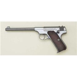 Colt Woodsman semi-auto pistol, .22LR cal.,  6-1/2” barrel, blue finish, checkered wood  grips, two-