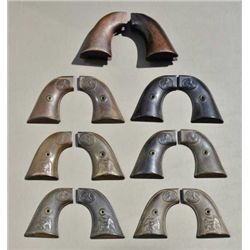 Lot of eight pairs of grips including 3 Colt  SAA checkered black hard rubber sets all in  overall g