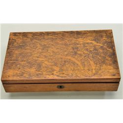 Antique gun box with partition lining for  early cartridge revolver – English style,  blue Very good