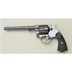 Colt New Service DA revolver, .45 Colt cal.,  7-1/2” barrel, blue finish, checkered black  hard rubb