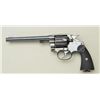 Image 1 : Colt New Service DA revolver, .45 Colt cal.,  7-1/2” barrel, blue finish, checkered black  hard rubb