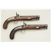Image 1 : Pair of percussion belt pistols by E & H Bond  of London showing back action locks, swivel  ramrods 