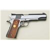 Colt National Match semi-auto pistol, .45  cal., 5” barrel, blue finish, checkered wood  medallion g