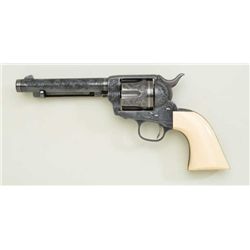 Colt single-action Army revolver 32-20 cal.  5-1/2” barrel, western style scroll engraved  with silv