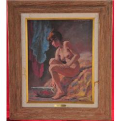 Original oil painting on canvas entitled  “Morning Bather” by Charles Winfield Miller  (1922-1995), 