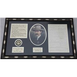 A professionally framed and double matted  display of an original payment voucher to  posse comitatu