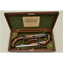 Pair of flintlock dueling pistols by Joseph  Manton in their original case with  accessories remaini