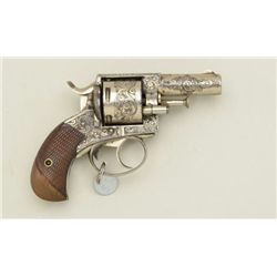 Finely engraved period close copy, likely  Belgian-made, of a Webley Bull Dog DA  revolver marked “B