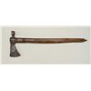 Image 3 : Iron-headed trade-type tomahawk with oak  shaft, metal studs, and burnt file  decoration, early to m
