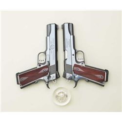 Pair of Colt gold cup trophy model 45ACP cal,  semi auto pistols in special Texas Rangers  175th ann