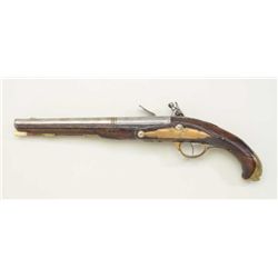 Germanic Flintlock pistol circa approx.  1770-1800 with brass mounts and butt cap  showing unusual p