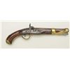 French mid 18th century Martial pistol  converted from Flintlock to percussion with  brass mounts ty