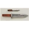 Mexican Bowie knife with spear point blade  etched in Spanish, "Remembrance from General  R. Herrero