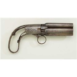 Mariette Brevete 5 shot percussion pepperbox  missing grips in good condition. The pistol  is .38 ca