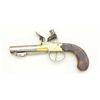 Image 2 : English center hammer flintlock pistol with  under mounted spring bayonet and brass frame,  signed C