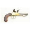 Image 3 : English center hammer flintlock pistol with  under mounted spring bayonet and brass frame,  signed C