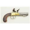 Image 4 : English center hammer flintlock pistol with  under mounted spring bayonet and brass frame,  signed C