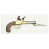 Image 6 : English center hammer flintlock pistol with  under mounted spring bayonet and brass frame,  signed C
