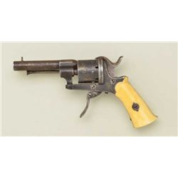 Diminutive double action 5.56mm pin fire  revolver with silver inlay and bone grips  circa 1860 with