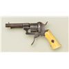 Image 1 : Diminutive double action 5.56mm pin fire  revolver with silver inlay and bone grips  circa 1860 with