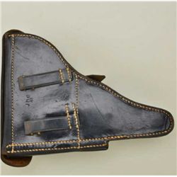 Luger holster marked “jhg-41 and P.O8” on  reverse collectors tag reads “BYF 41 Black  Widow” obviou